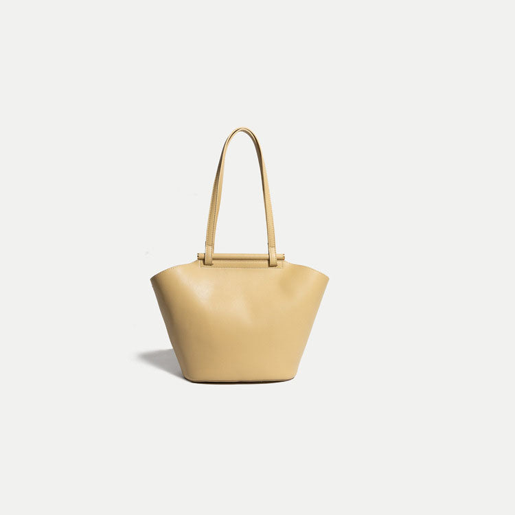 Women’s Minimalist Genuine Leather Bucket Tote Bags with Interior Pouch image 8