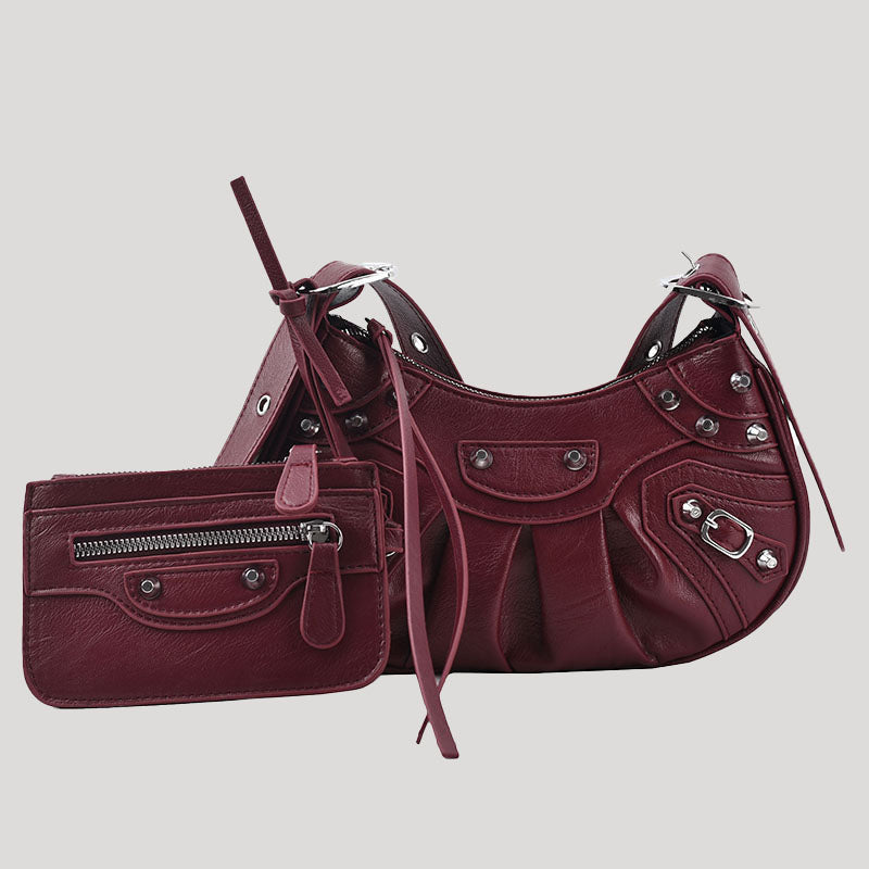 Women’s Studs Hobo Shoulder Bags with Wristlet image 2