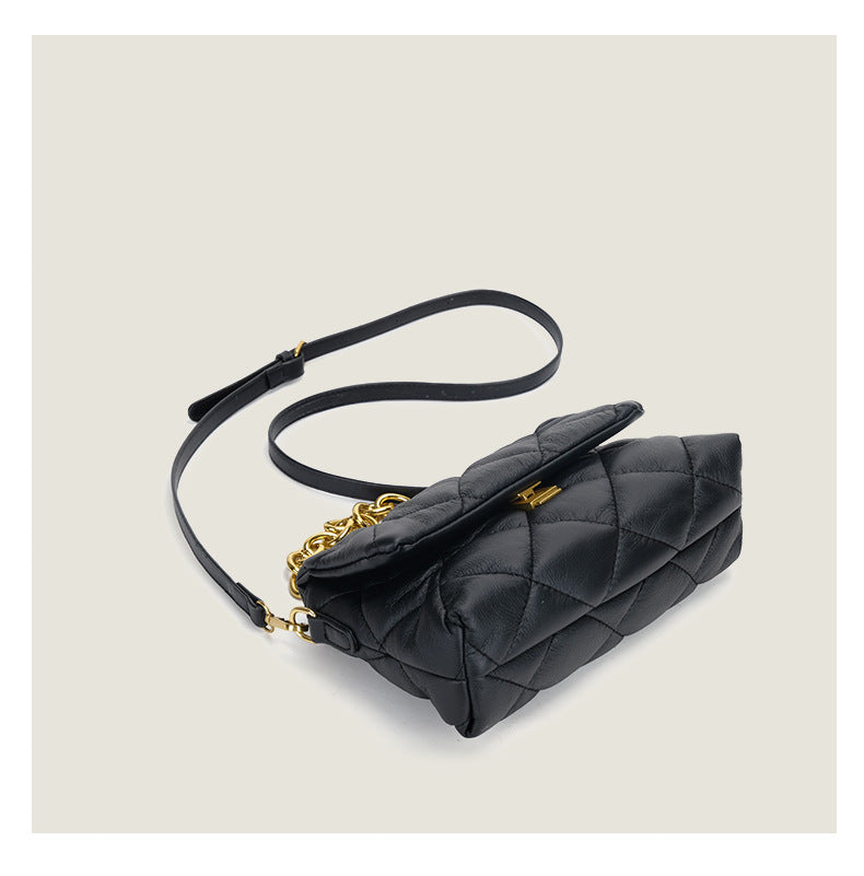 Women’s Quilted Vegan Baguette Bags with Chains image 6