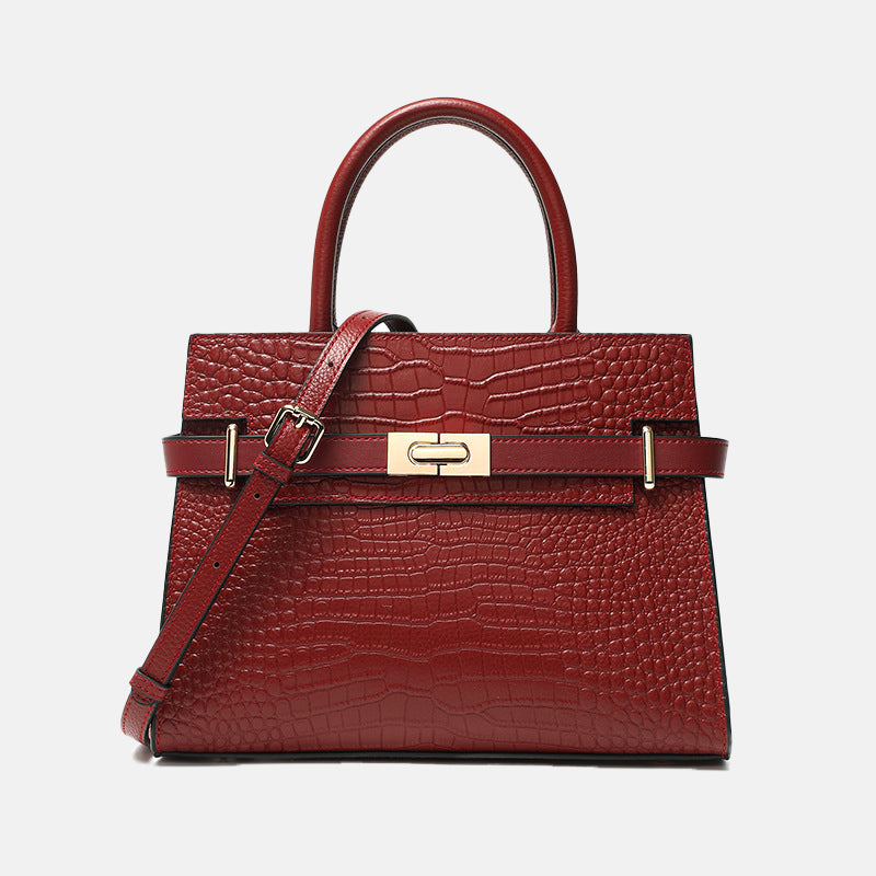 Women’s Genuine Leather Croc Print Satchel Bags image
