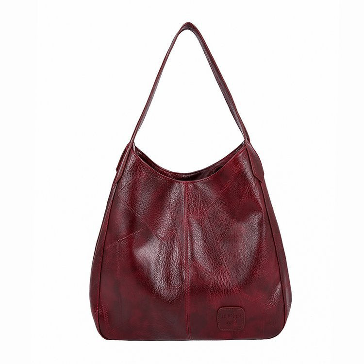 Women’s Stitching Vintage Hobo Tote Bags in Soft Vegan Leather image 4