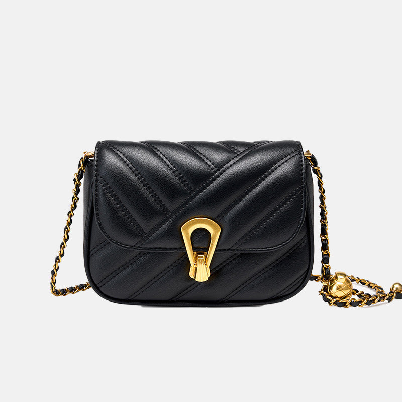 Women’s Small Quilted Flap Genuine Leather Crossbody Bags image