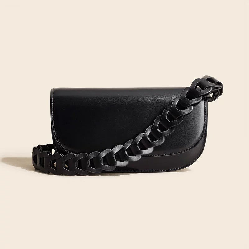 Women’s Minimal Braided Shoulder Strap Baguette Bags in Genuine Leather image 5