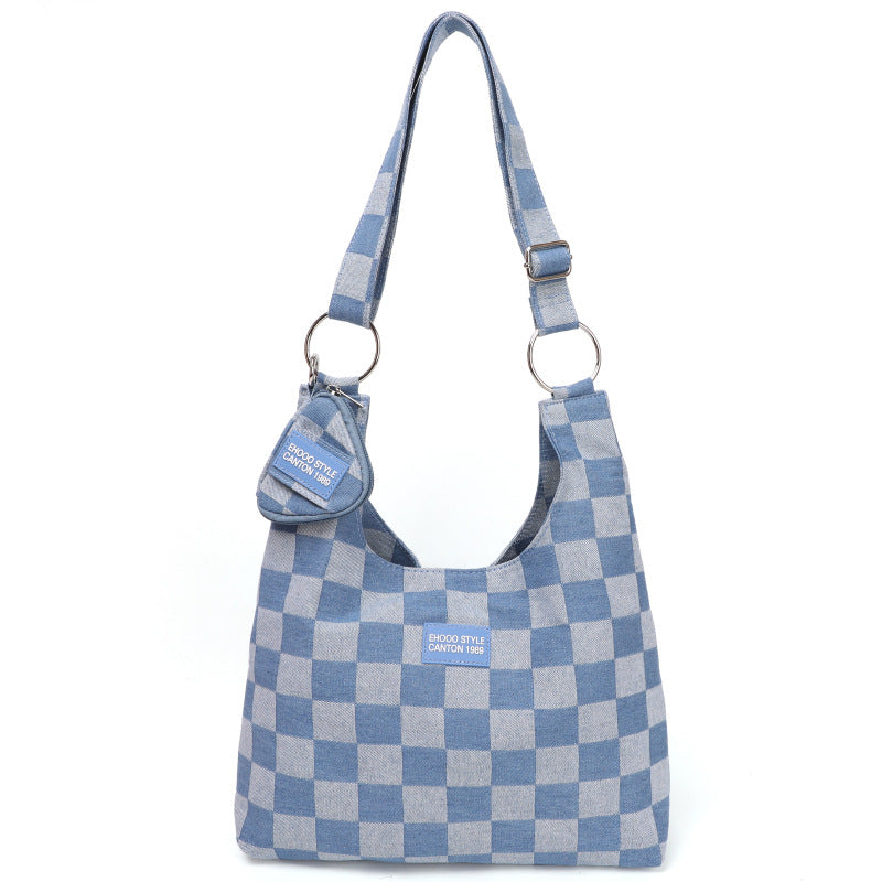 Women’s Checker Large Hobo Denim Bags image