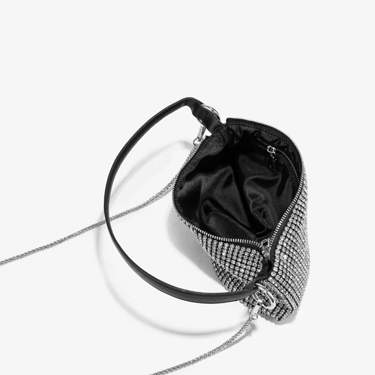 Women’s Rhinestones Evening Baguette Bags with Shoulder Chains image 4