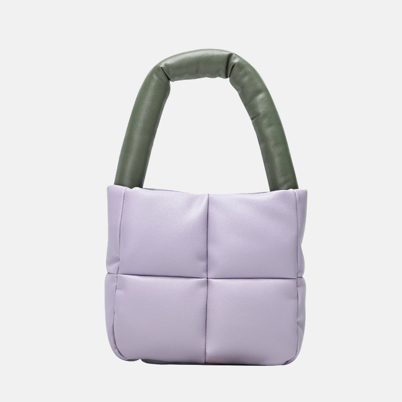 Women’s Genuine Leather Small Puffer Tote Bags image 2