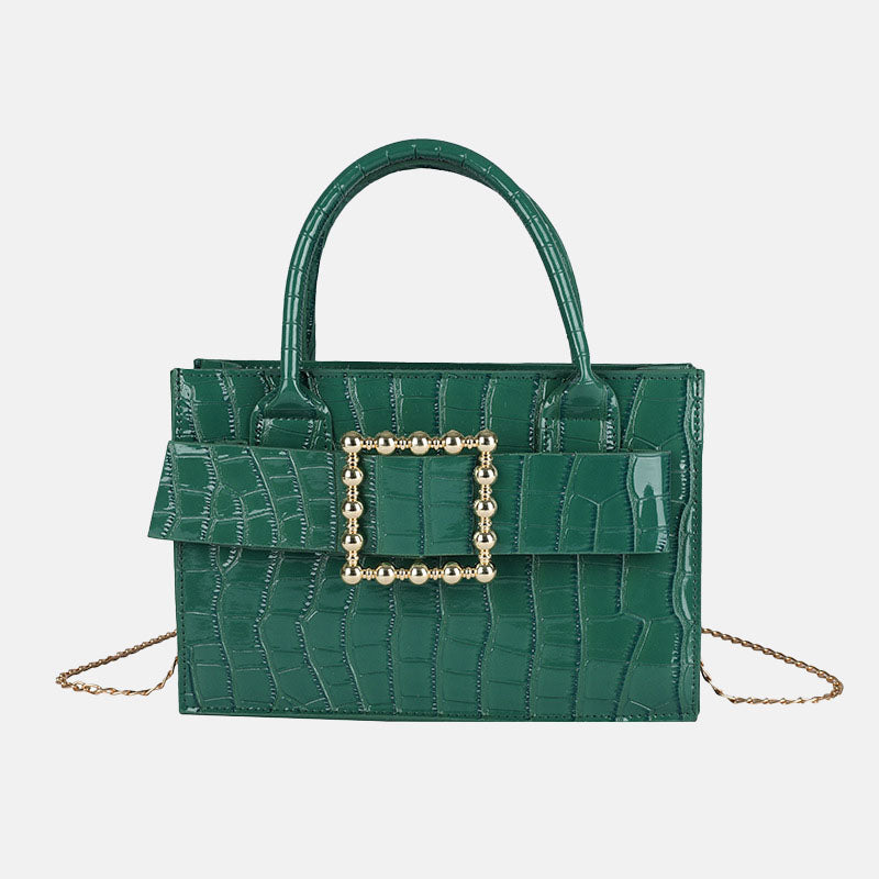 Women’s Vegan Croc Print Square Handbags with Buckle image