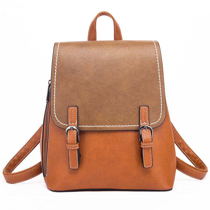 Women’s Vegan Leather Contrast Color Backpacks image