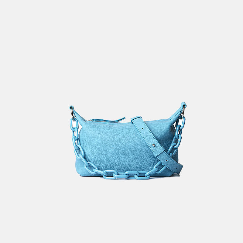 Women’s Chains Leather Shoulder Baguette Bags image 2