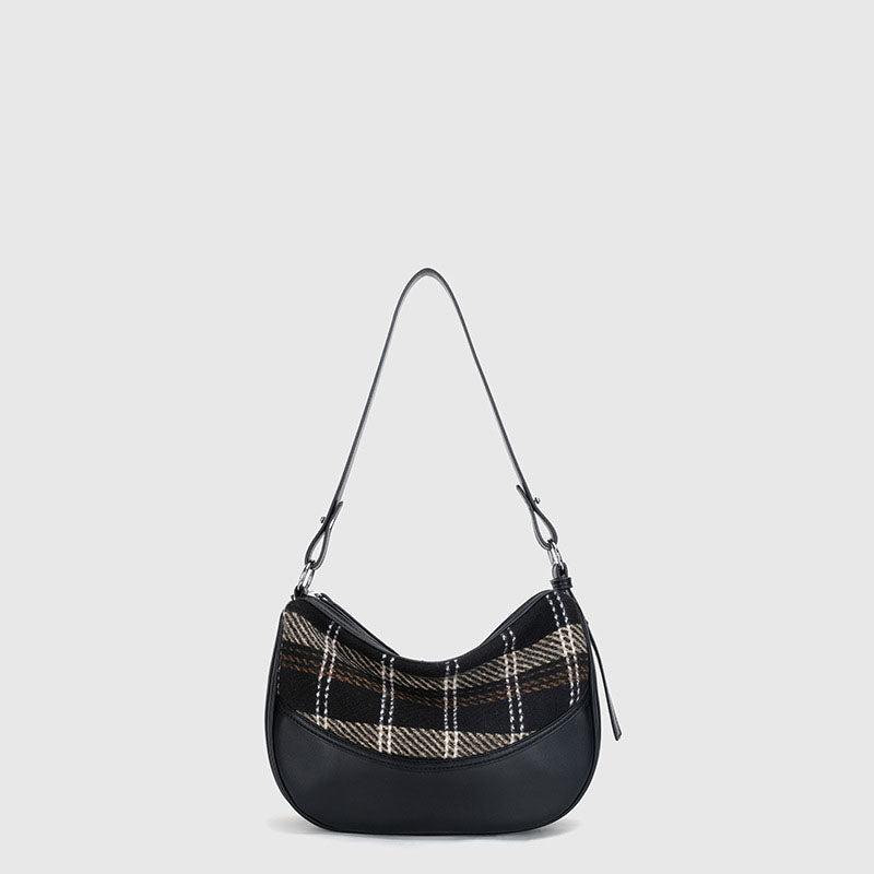 Women’s Plaid Baguette Shoulder Bags in Vegan Leather image
