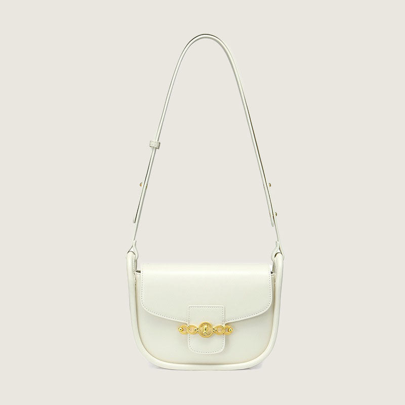 Women’s Leather Saddle Shoulder Bags White image