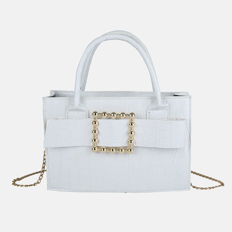 Women’s Vegan Croc Print Square Handbags with Buckle image 2