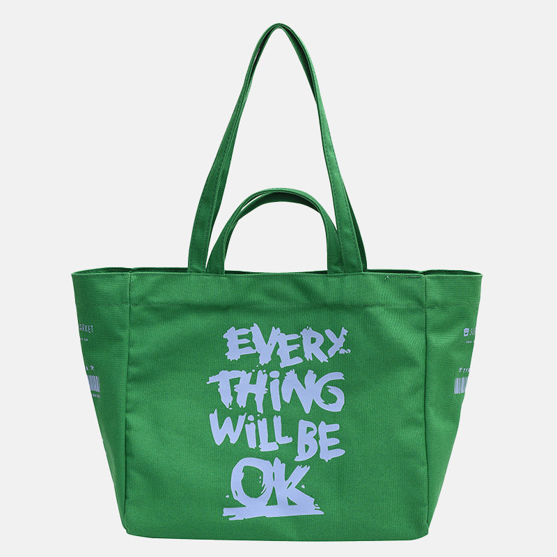 Women’s Letter Print Large Canvas Shopper Tote image 3