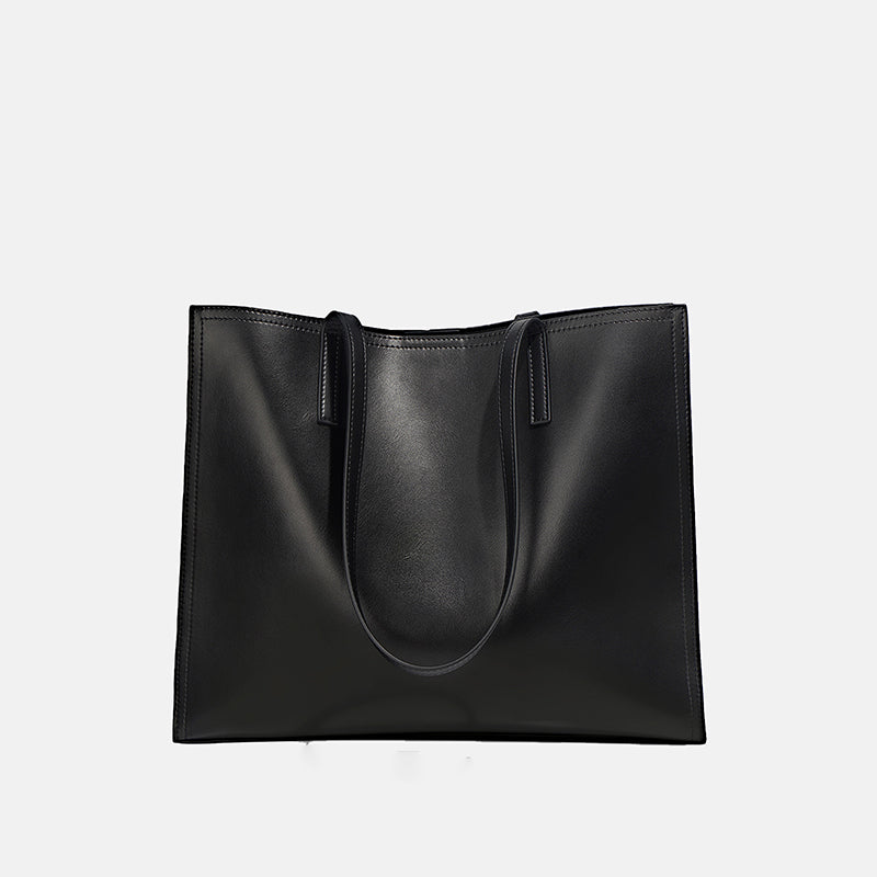 Women’s Square Minimal Genuine Leather Shoulder Tote Bags image 6