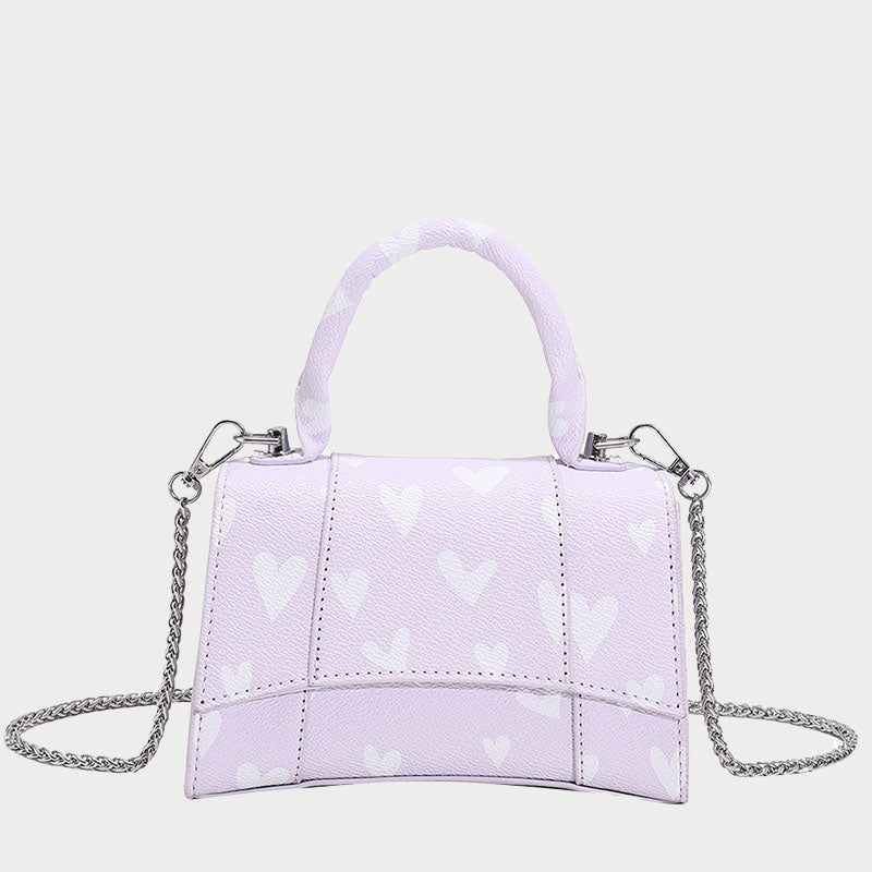 Women’s Small Heart Print Top Handle Bags in Vegan Leather image 3