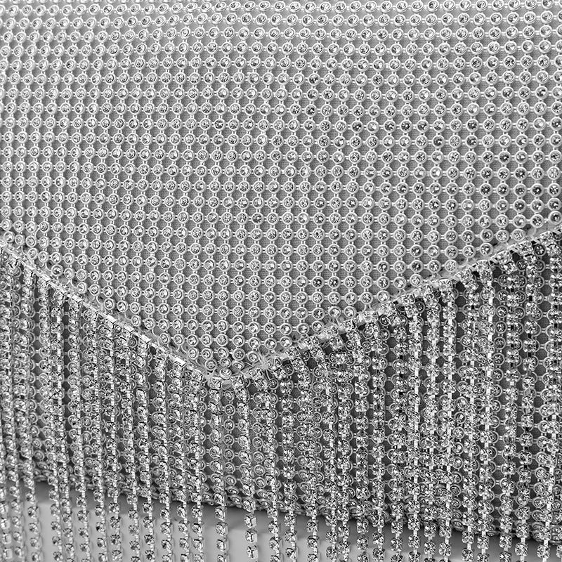Women’s Silver Rhinestones Envelope Evening Bags with Fringe image 9