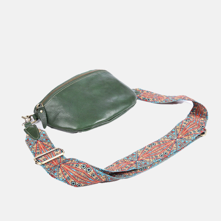 Women’s Wide Floral Strap Genuine Leather Fanny Packs image 3