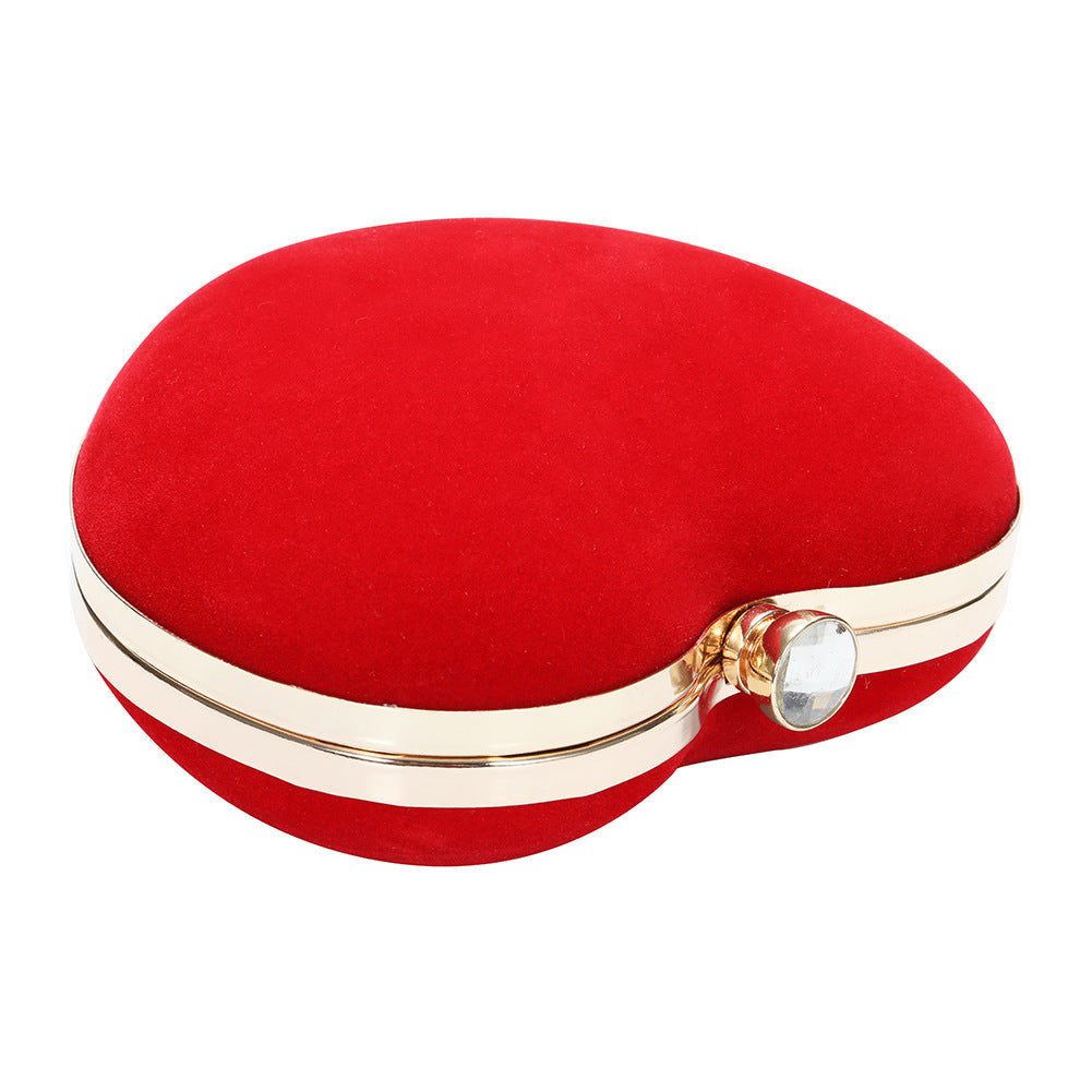 Women’s Red Heart Evening Clutch Bag with Chains image 5