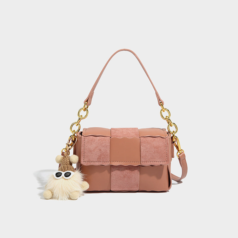 Women’s Small Muse Checker Baguette Bags with Furry Doll image 5