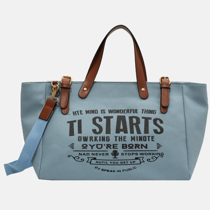 Women’s Letter Print Large Canvas Tote Bags image 3