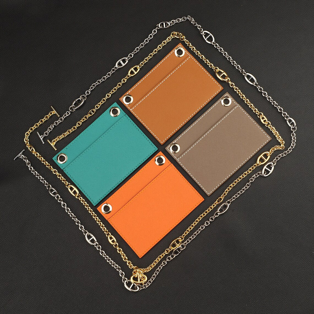 Epsom Leather Wallet Insert with Chain Strap: Constance Compact Wallet