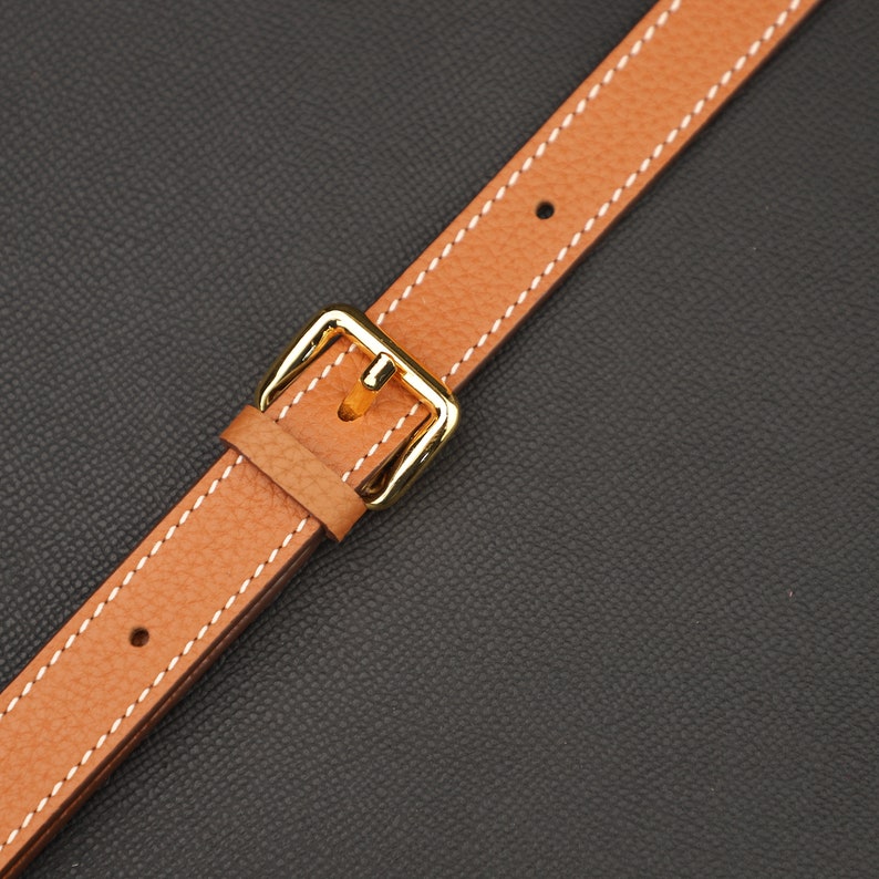 Hermès Style Black Togo Leather Adjustable Bandoulière (18mm Slim): Compatible Crossbody/Shoulder Strap