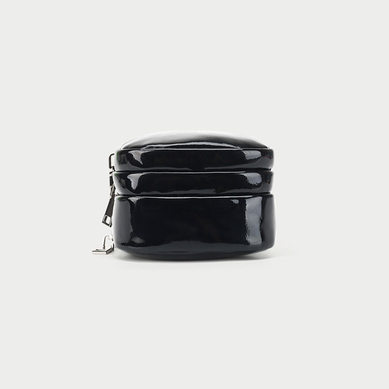 Women’s Black Patent Leather Letter Mini crossbody Bags with Chains image 4