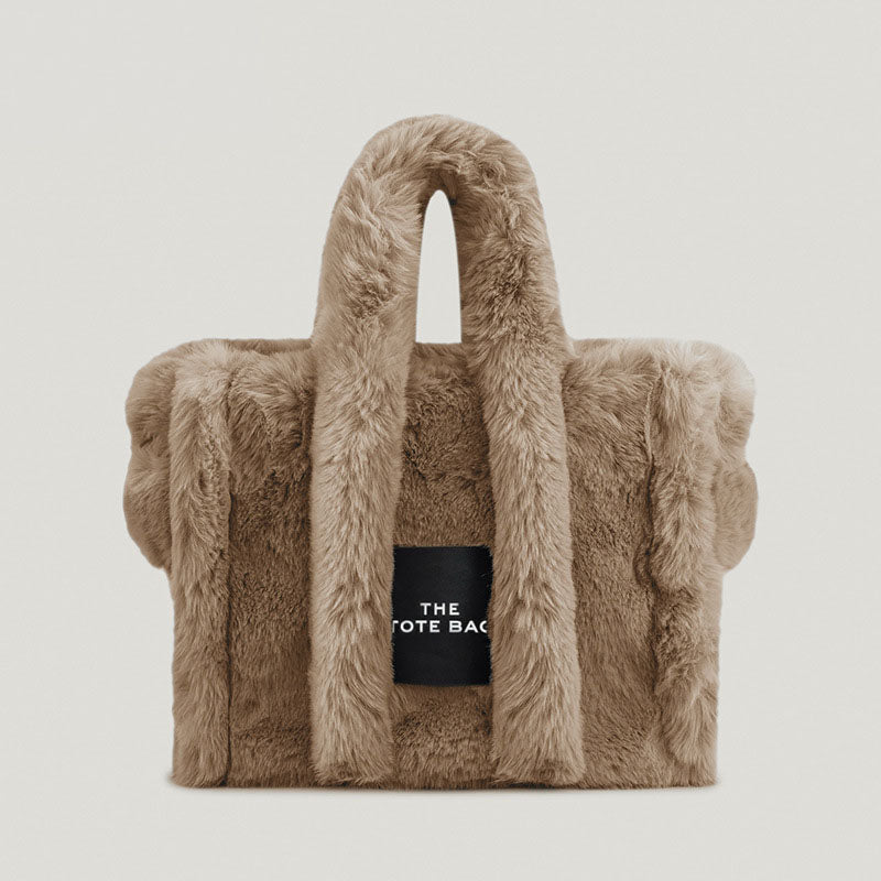 Women’s Faux Fur Letther Print Large Tote Bags image 10