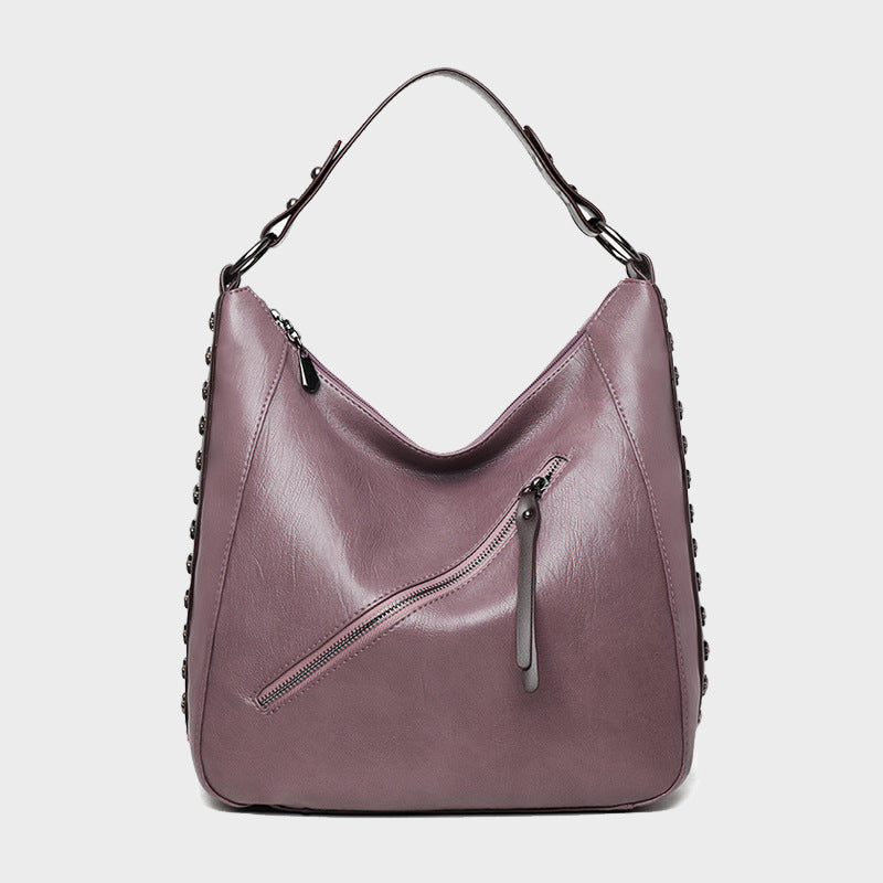 Women’s X Studded Side Zipper Vegan Hobo Bags image 6