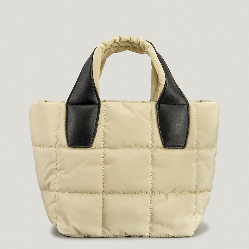 Women’s Quilted Puffer Dual Handle Tote Bags with Shoulder Strap image 11