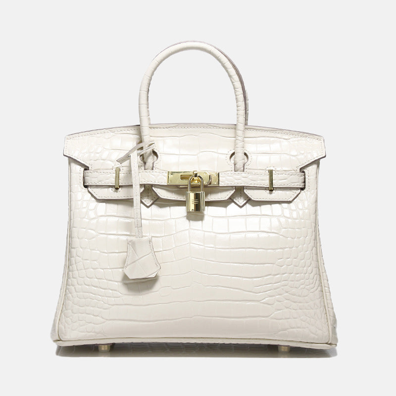 Women’s Smooth Croc Print Genuine Leather Top Handle Bags image 6