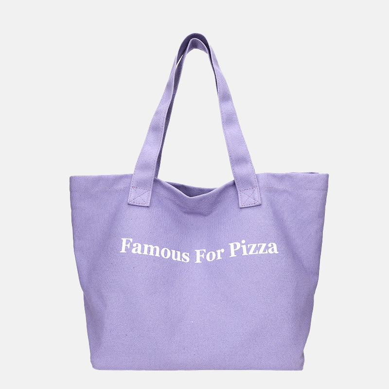 Women’s Letter Print Canvas Shopping Tote image 11