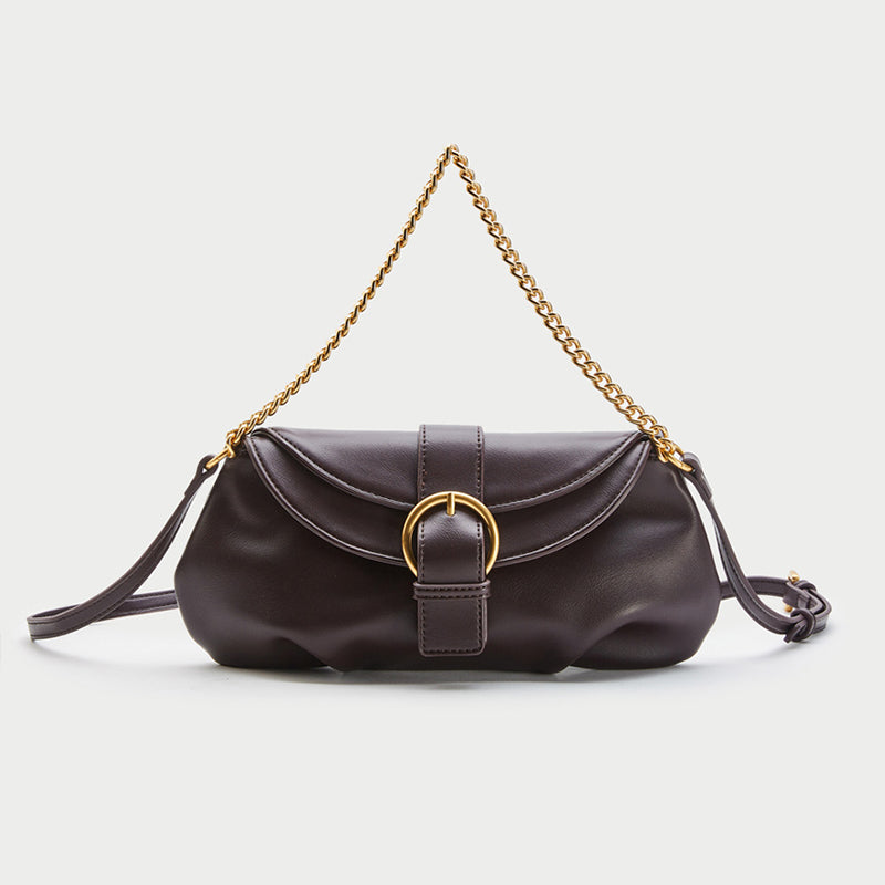 Women’s Chains Vegan Leather Baguette Bags in Coffee image