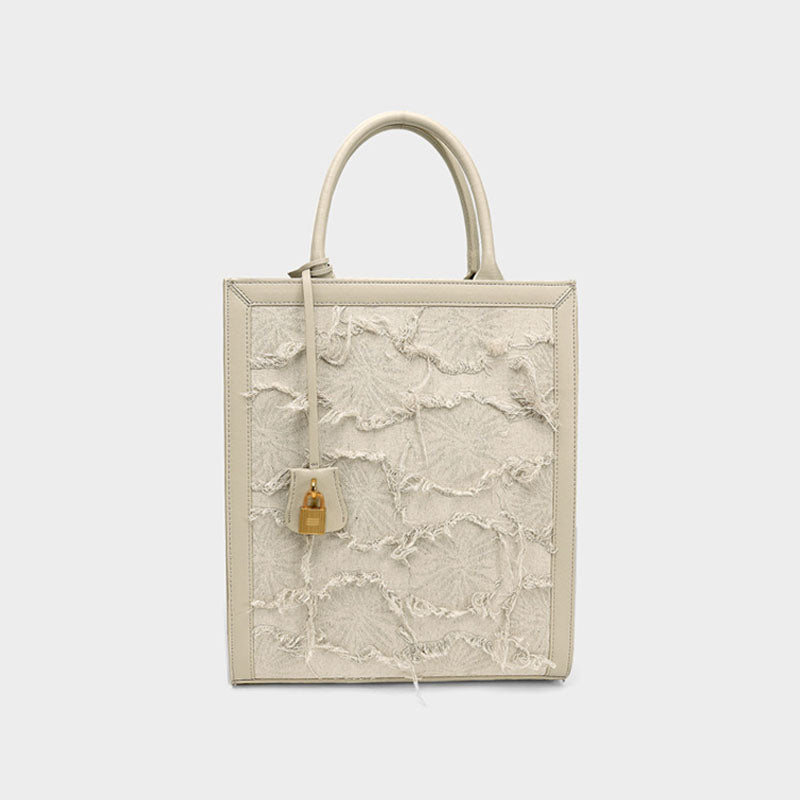 Women’s Ripped Top Handle Tote Bags with Shoulder Strap image