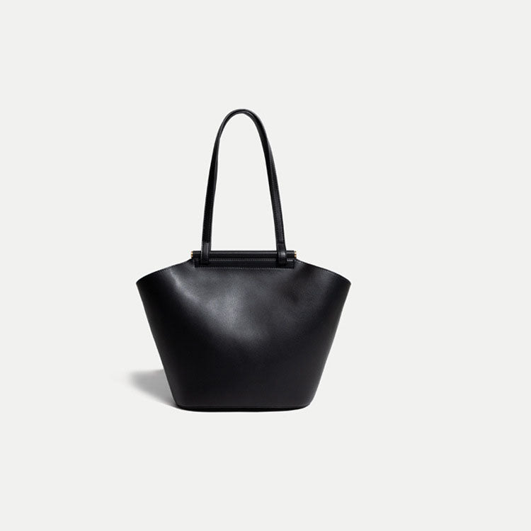 Women’s Minimalist Genuine Leather Bucket Tote Bags with Interior Pouch image 7
