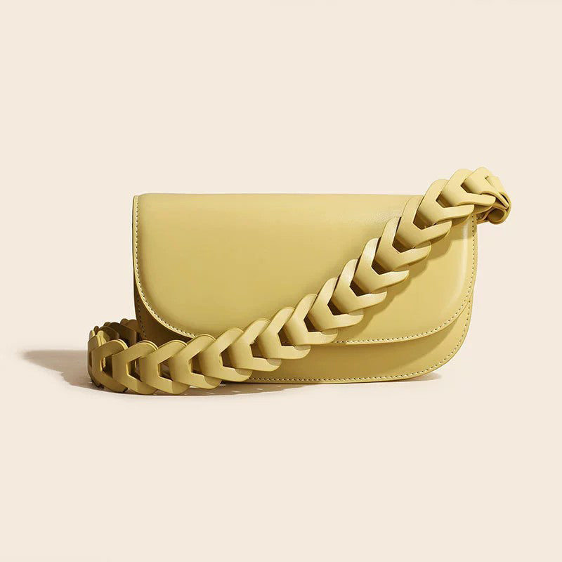 Women’s Minimal Braided Shoulder Strap Baguette Bags in Genuine Leather image 6