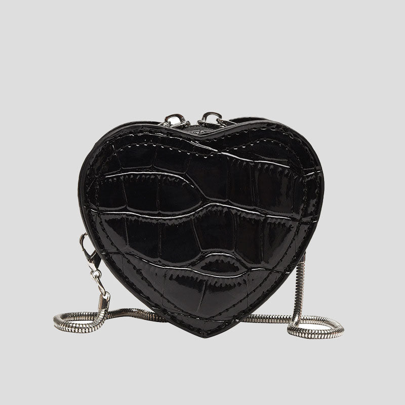 Women’s Croc Embossed Heart Shape Mini Purse image 4