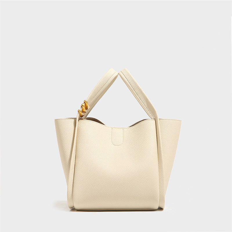 Women’s Minimal Small Genuine Leather Tote Bags Bucket Bags image 7