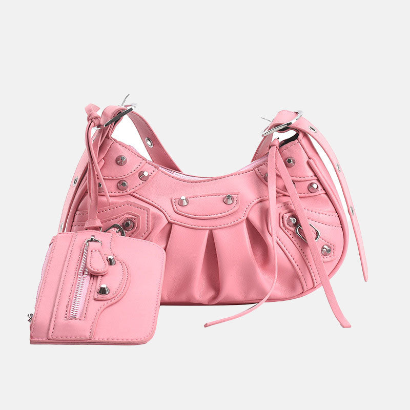 Women’s Studs Hobo Shoulder Bags with Wristlet image 5