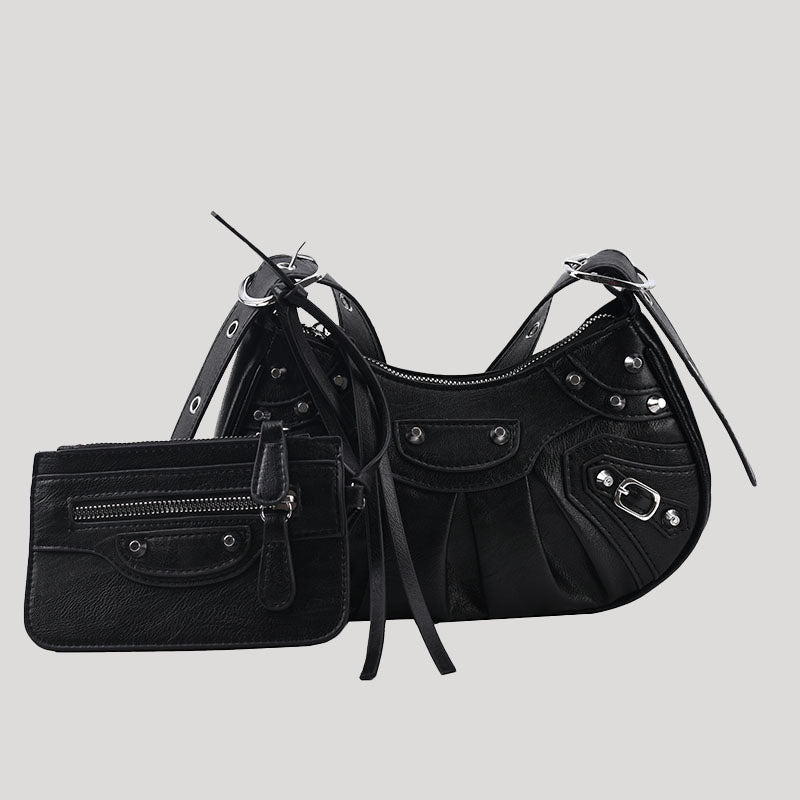 Women’s Studs Hobo Shoulder Bags with Wristlet image 3