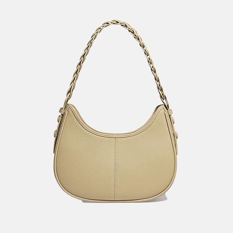 Women’s Minimal Genuine Leather Baguette Bags with Braided Strap image 7