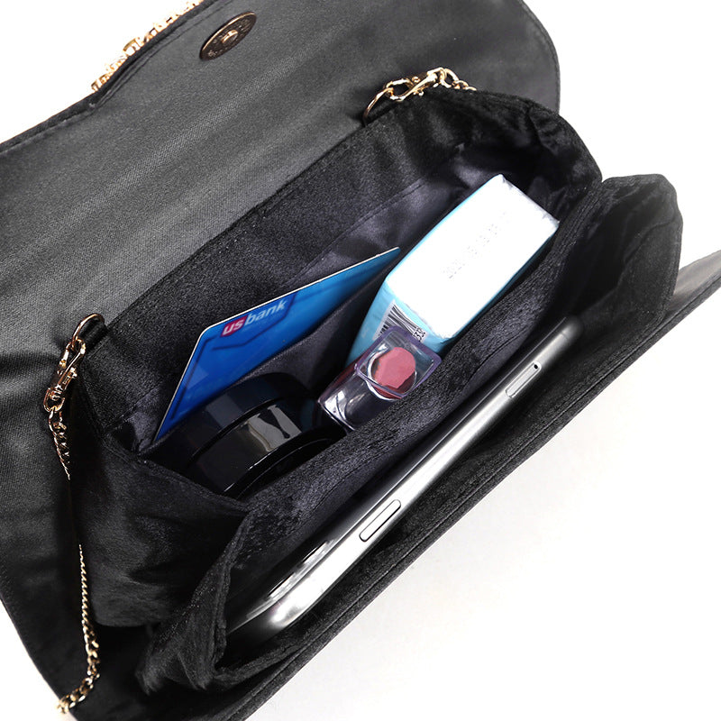 Women’s Rhinestone Evening Long Clutch Bags with Chains Black image 7