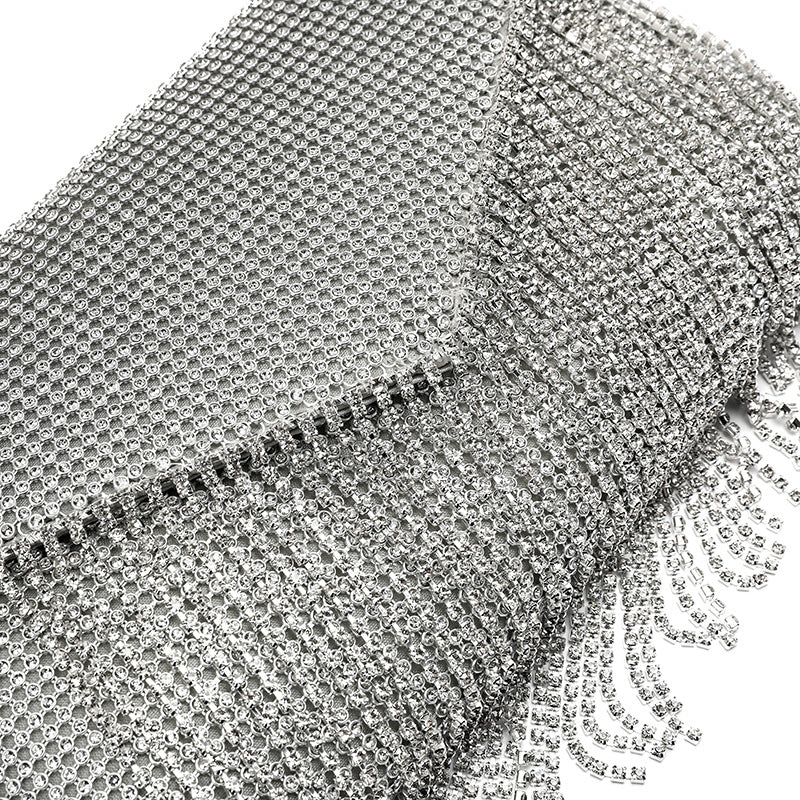 Women’s Silver Rhinestones Envelope Evening Bags with Fringe image 10
