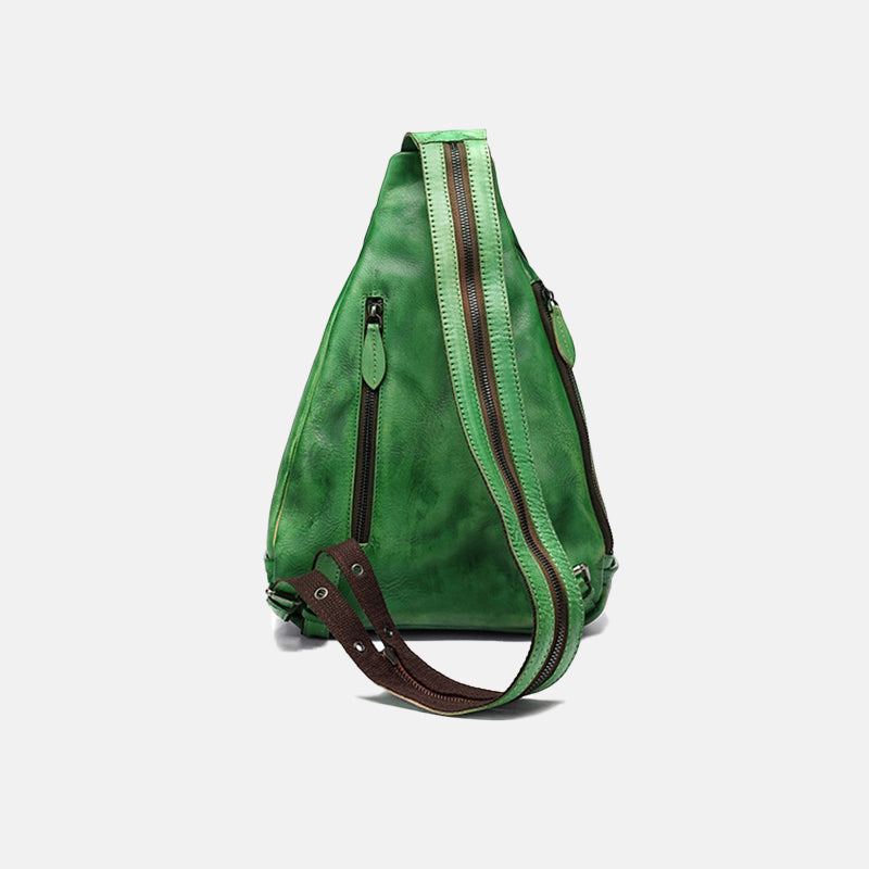 Women’s Flower Embossed Vintage Genuine Leather Sling Bags image 4