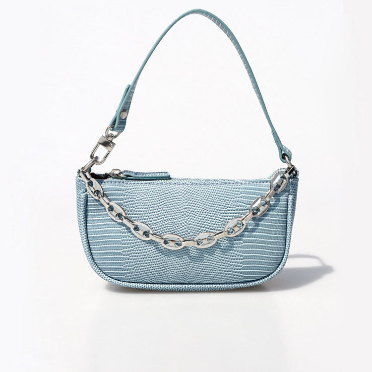 Women’s Chains Vegan Lizard Print Baguette Bags image
