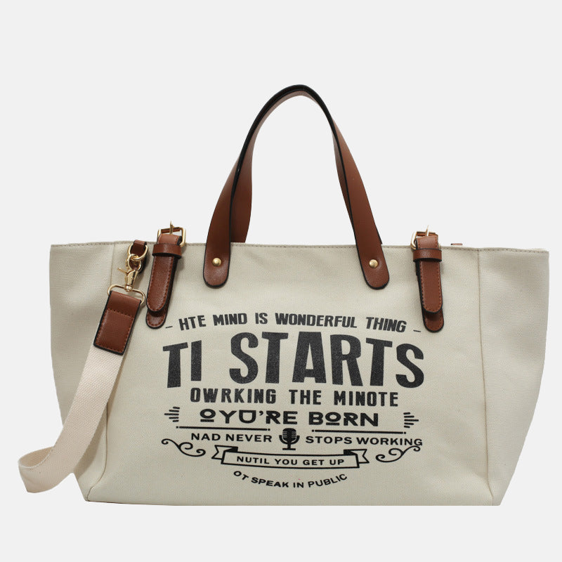 Women’s Letter Print Large Canvas Tote Bags image
