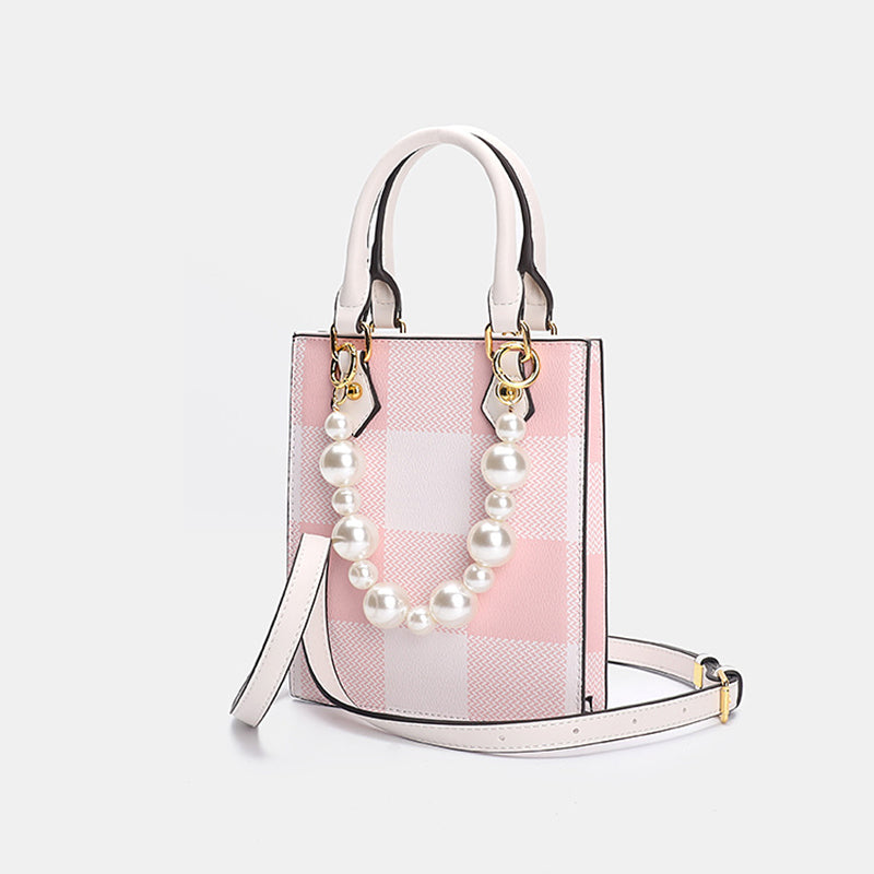 Women’s Pearls Top Handle Tote Bags with Shoulder Strap image 2
