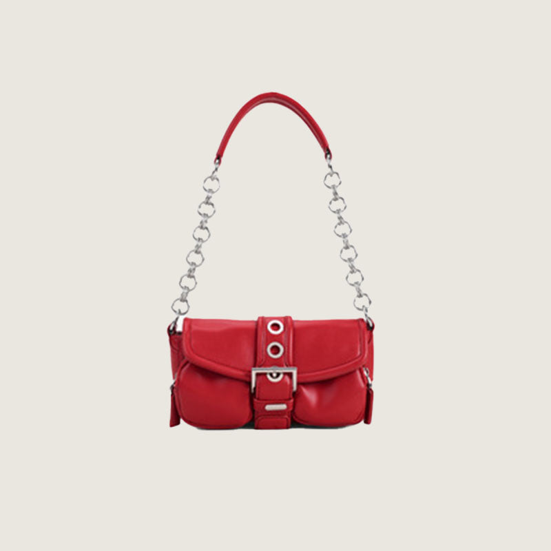 Women’s Chains Buckle Vegan Baguette Bags image 3
