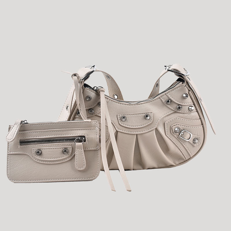 Women’s Studs Hobo Shoulder Bags with Wristlet image 4
