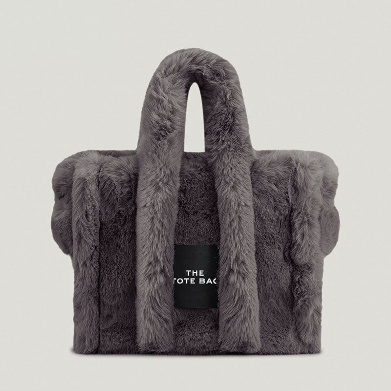 Women’s Faux Fur Letther Print Large Tote Bags image 11